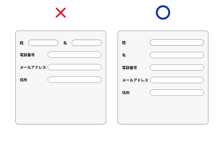 記入欄は縦一列に配置する